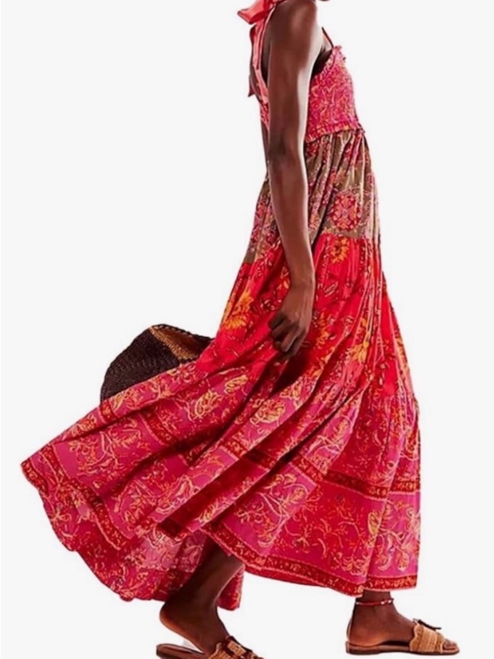 Amazon Pink and Red Floral Maxi Dress - Picture 2 of 7
